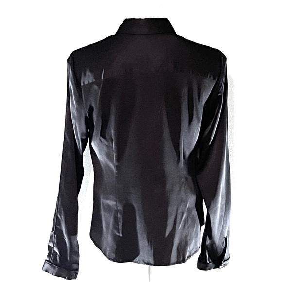 Women’s Guess black satin long sleeve blouse - Picture 4 of 10